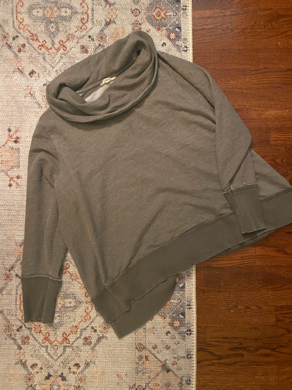 Lucky Brand Olive Asymmetric Cowl Neck Sweater